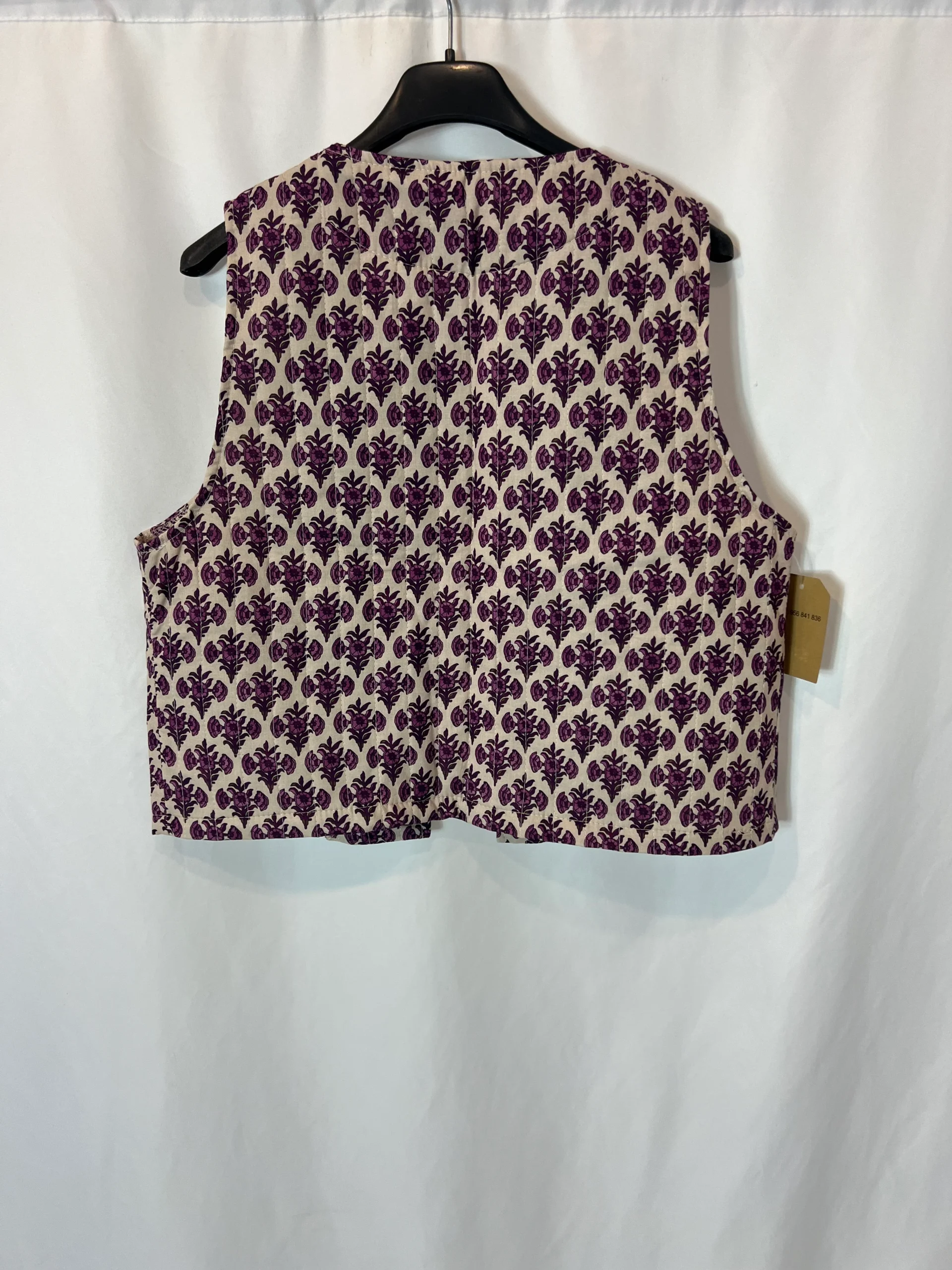 OTRAS. Chaleco beige flores moradas TU(s/m) - Imagen 4