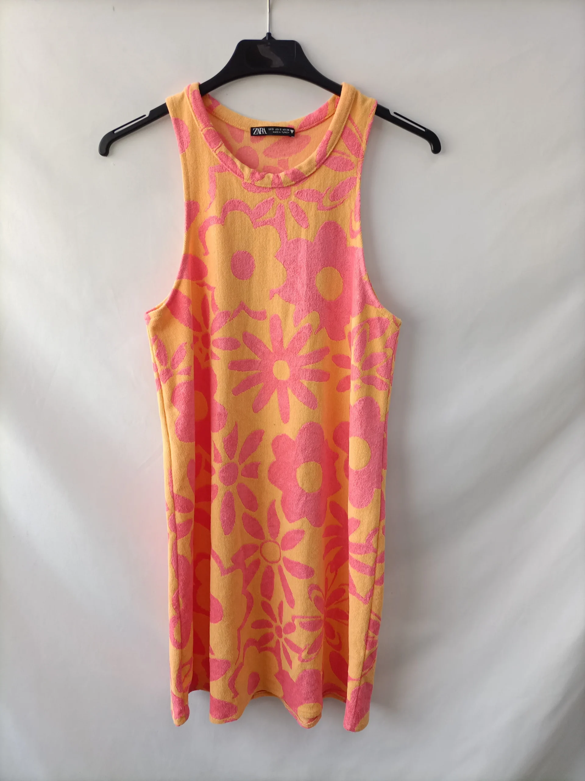 ZARA. Vestido corto flores textura T.s - Imagen 2