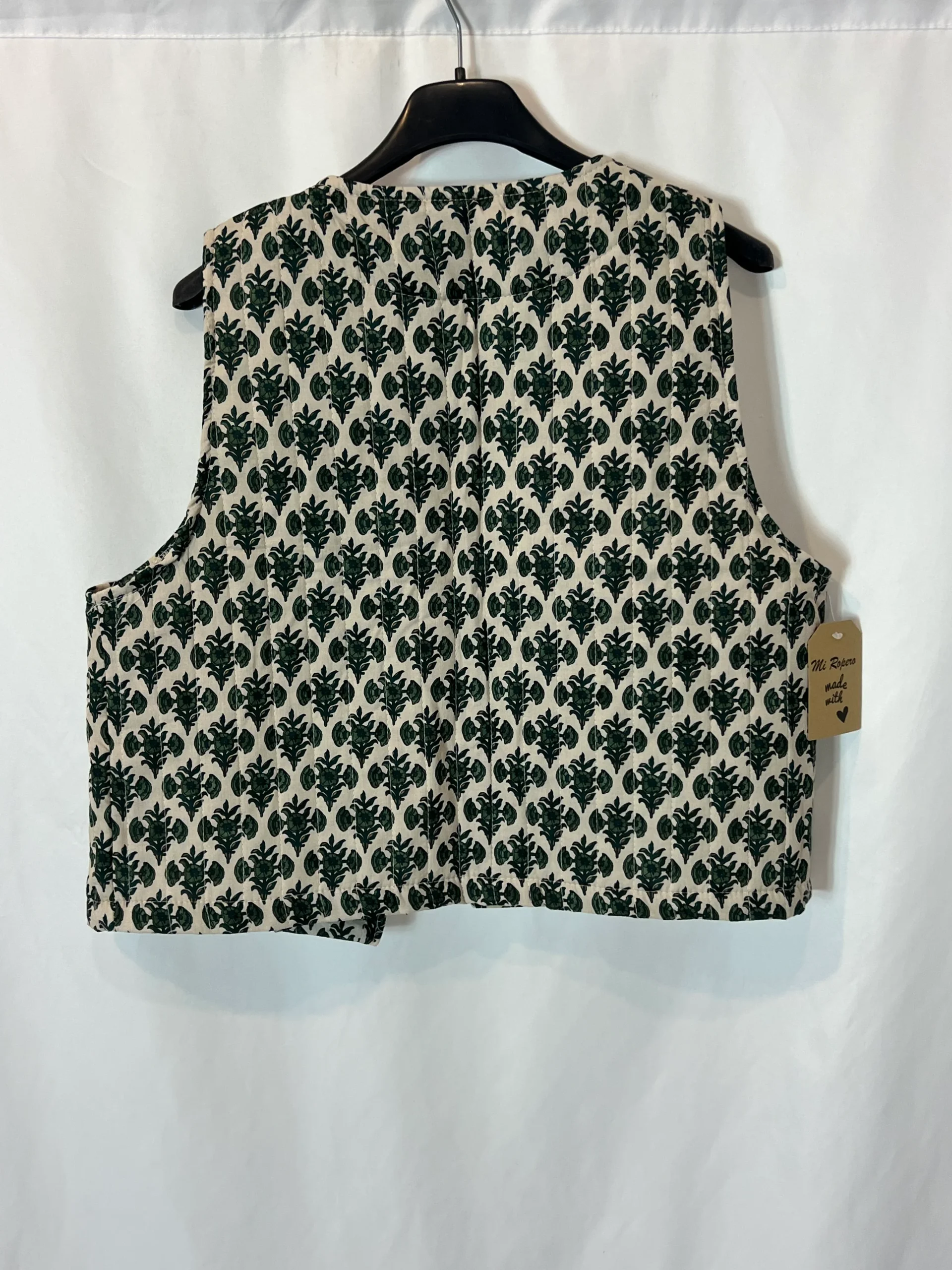OTRAS. Chaleco beige flores verdes TU(s/m) - Imagen 3