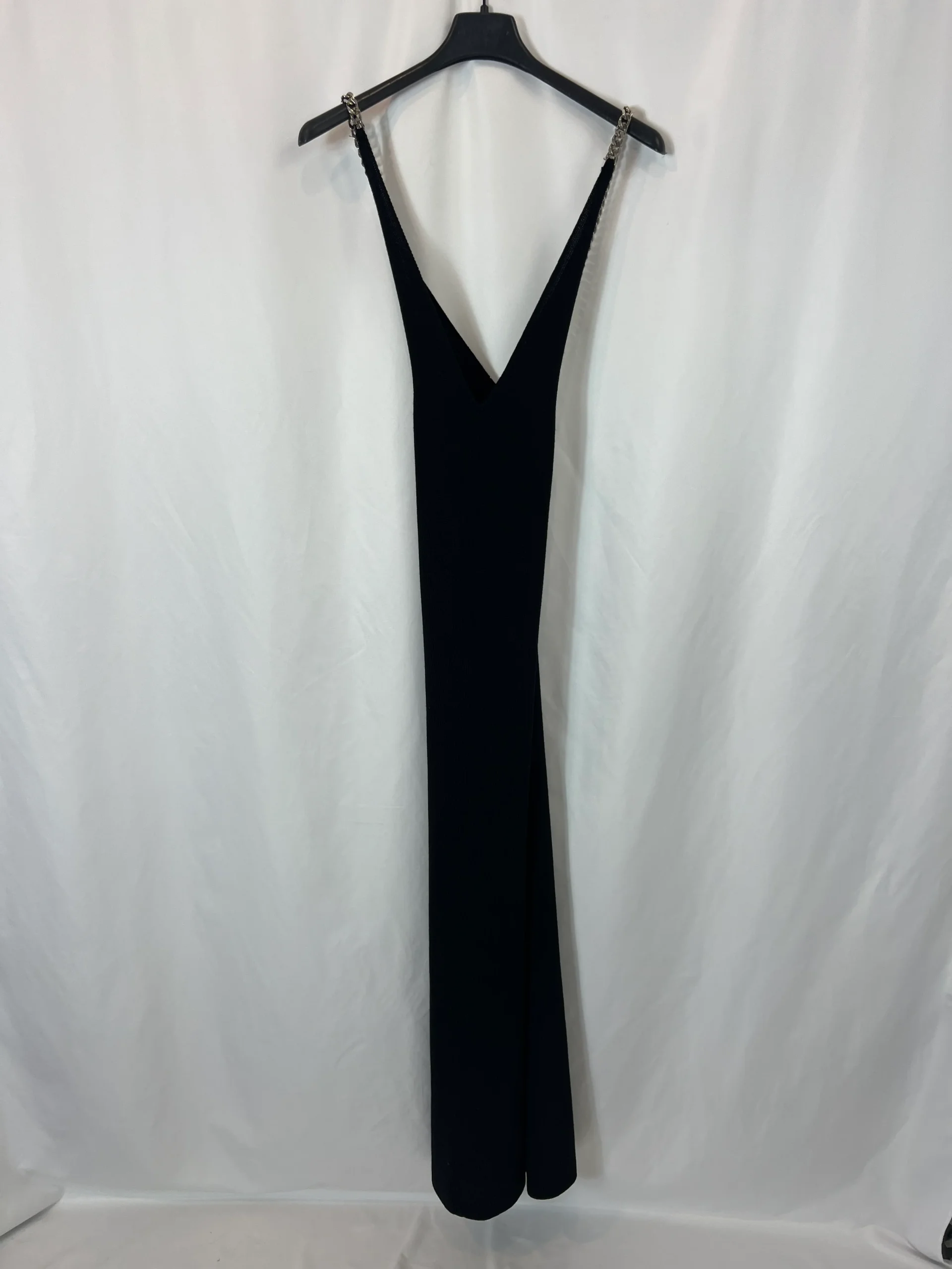 ZARA. Vestido midi negro canalé tirantes cadena. T S - Imagen 2