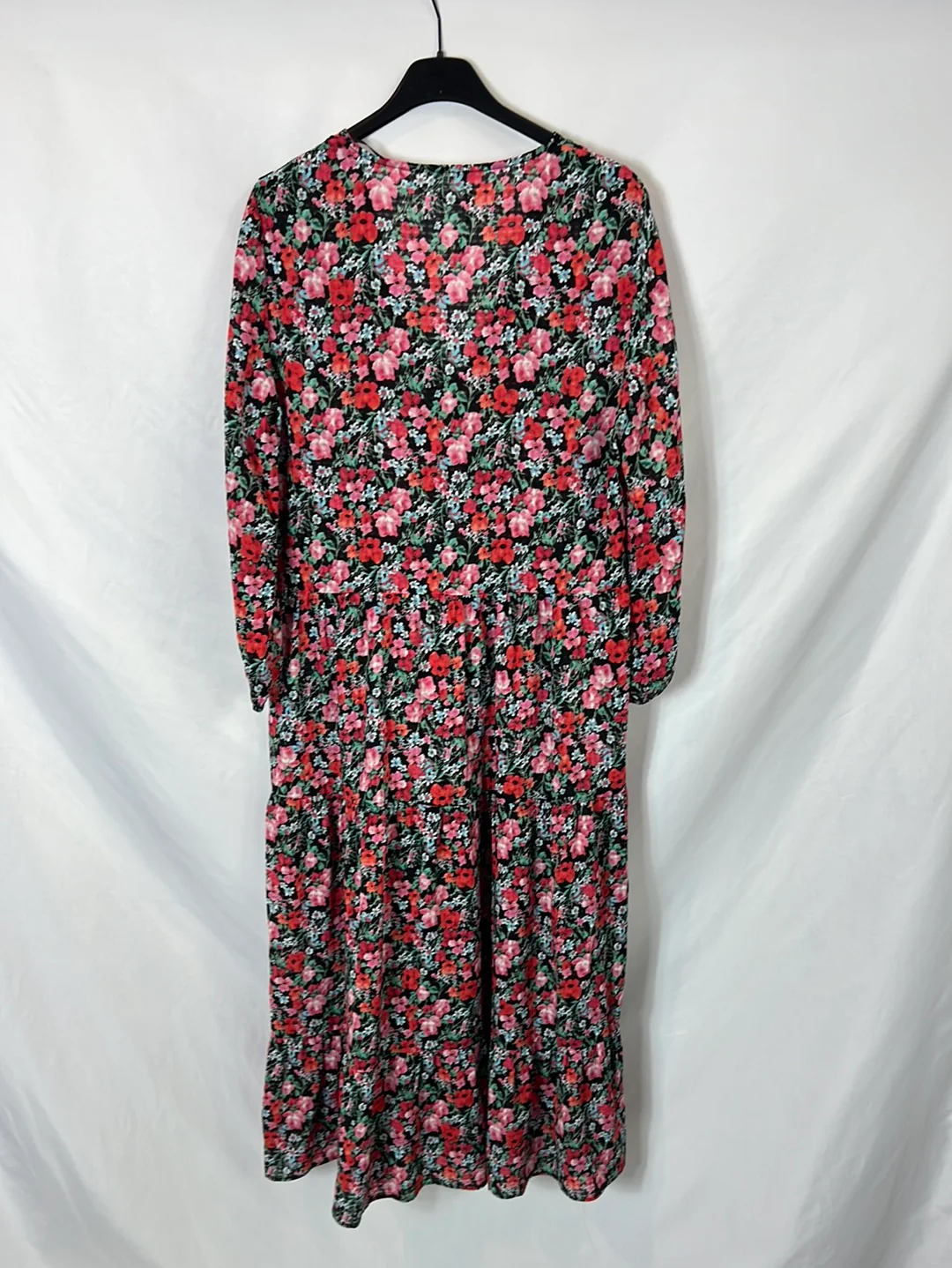 ZARA. Vestido negro flores T.s - Imagen 5