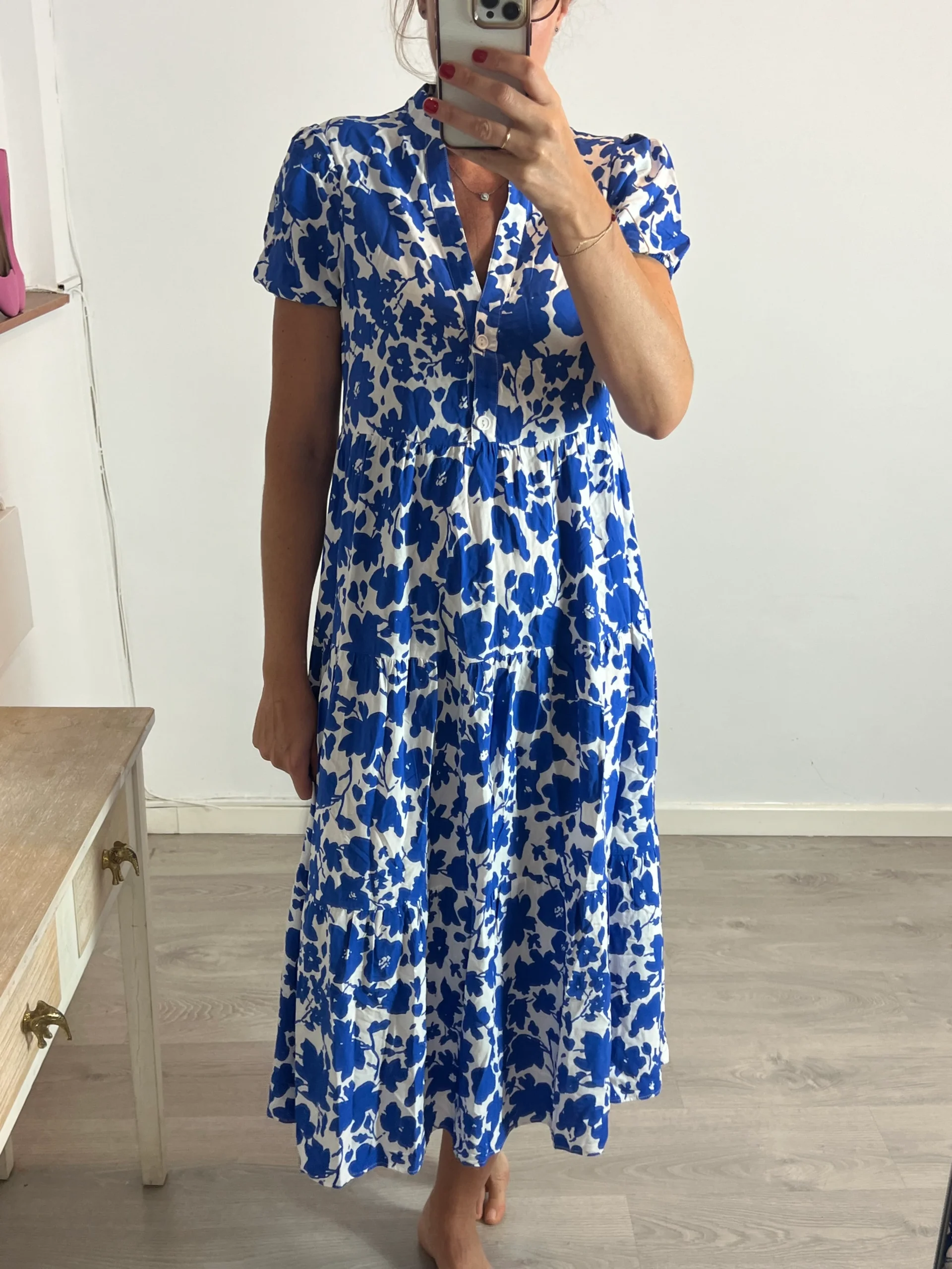 ZARA. Vestido largo estampado. T M