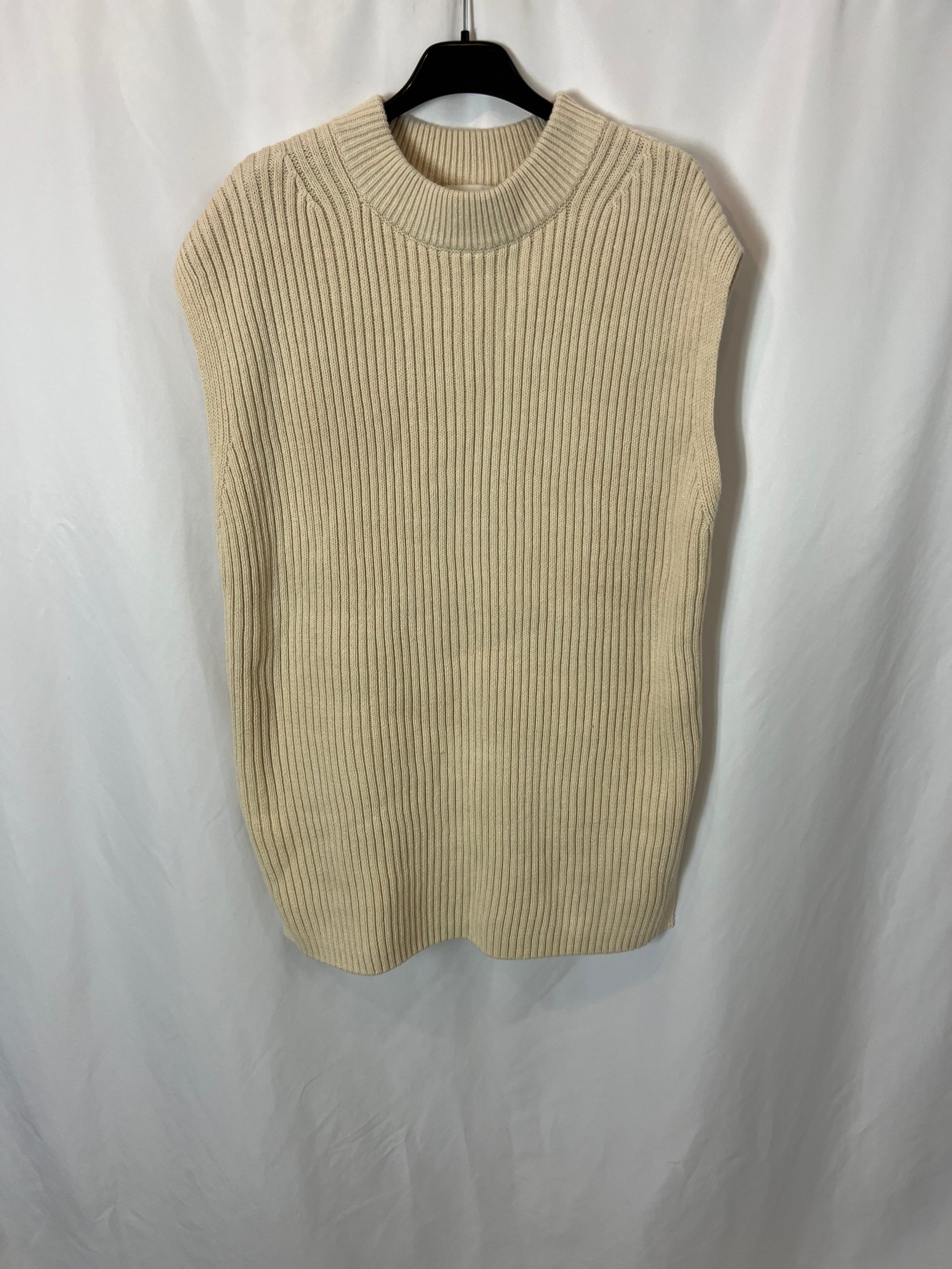 H&M. Chaleco beige canalé T.s - Imagen 2
