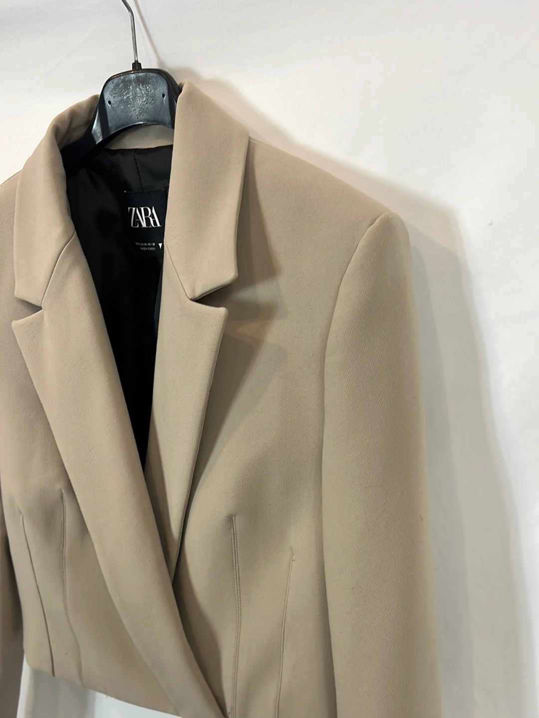 ZARA. Blazer corta beige T.m - Imagen 3