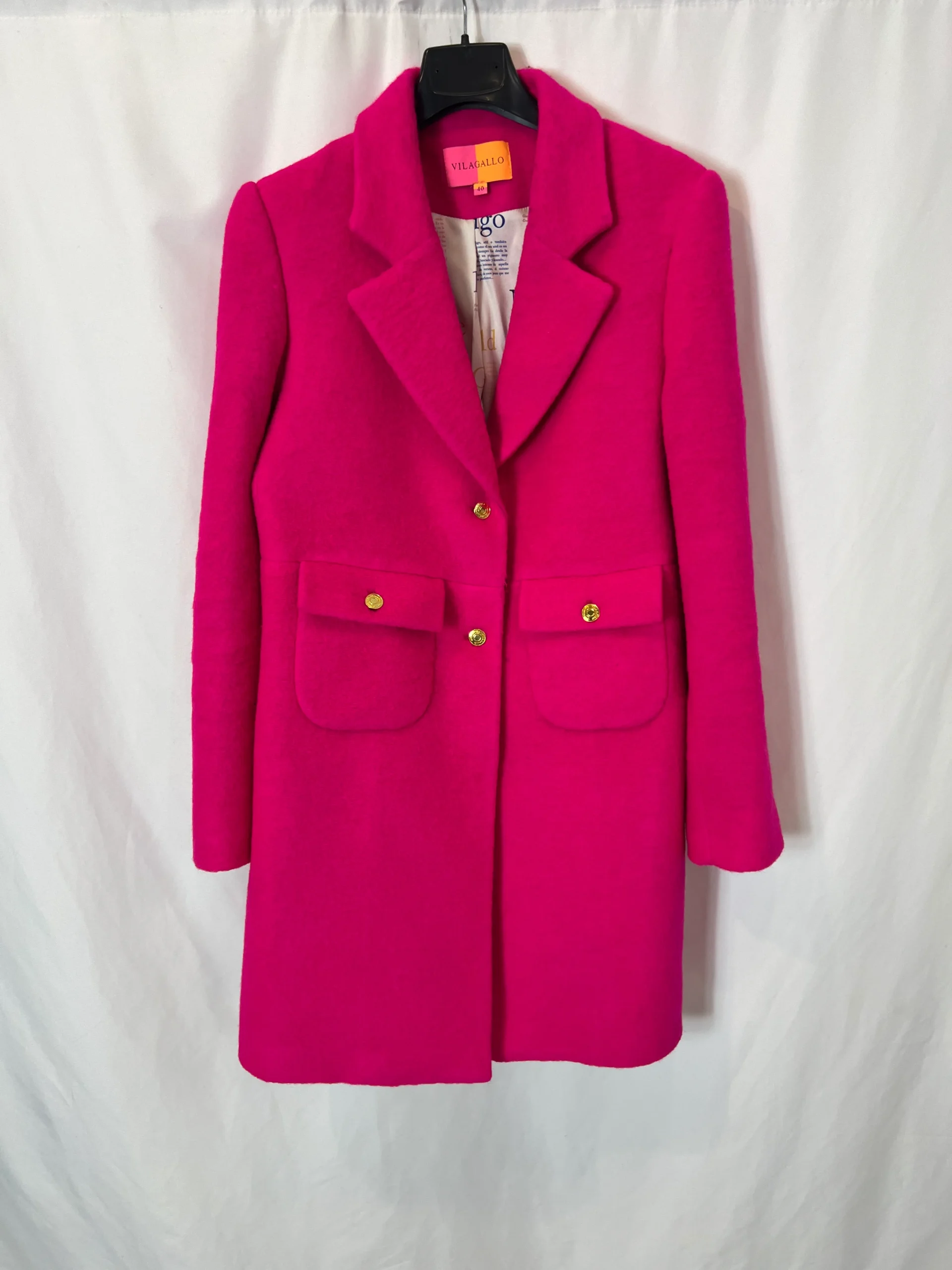 VILAGALLO. Abrigo lana fucsia. T 40 - Imagen 2