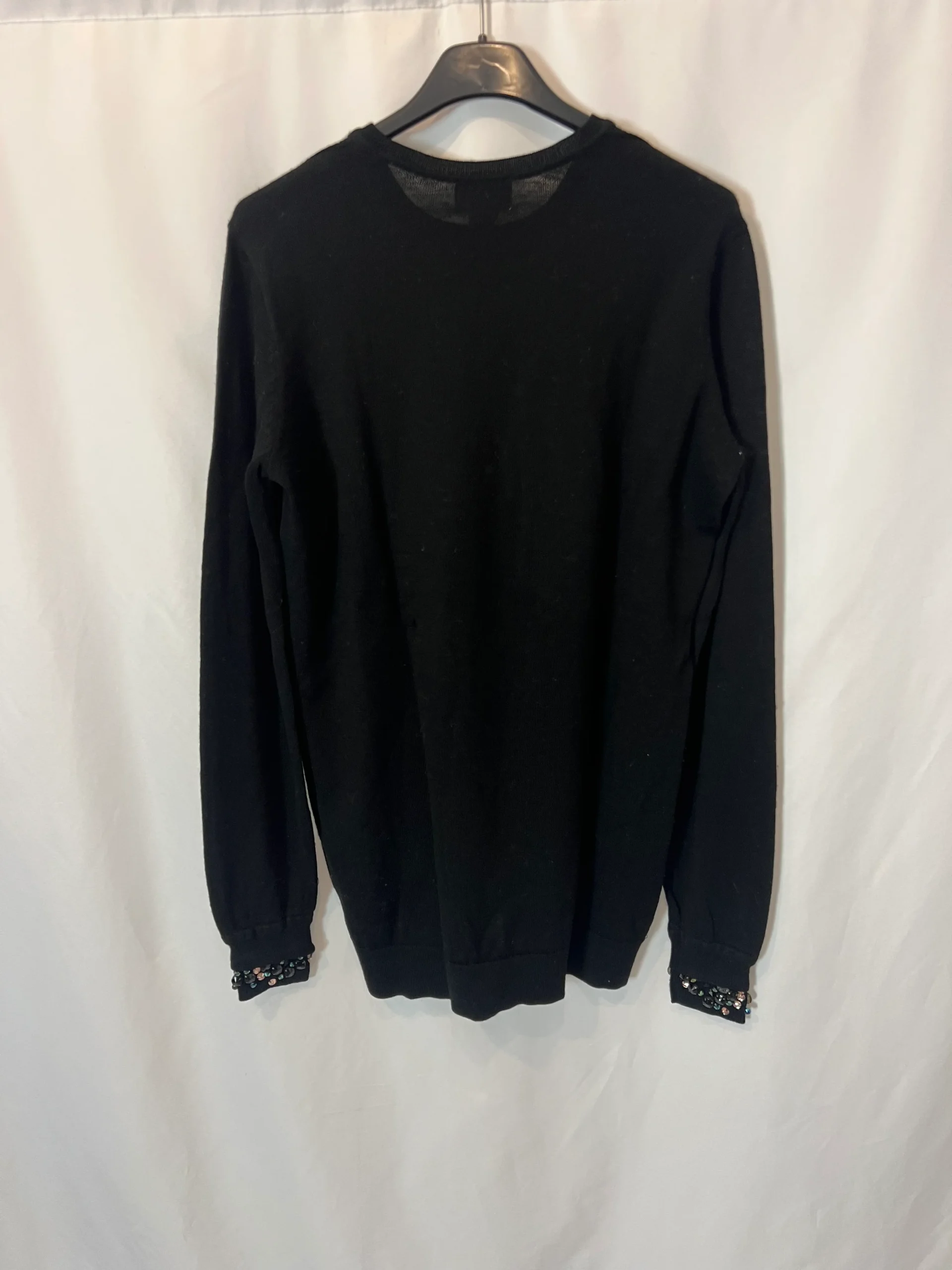H&M. Jersey negro detalle puños, T S - Imagen 4