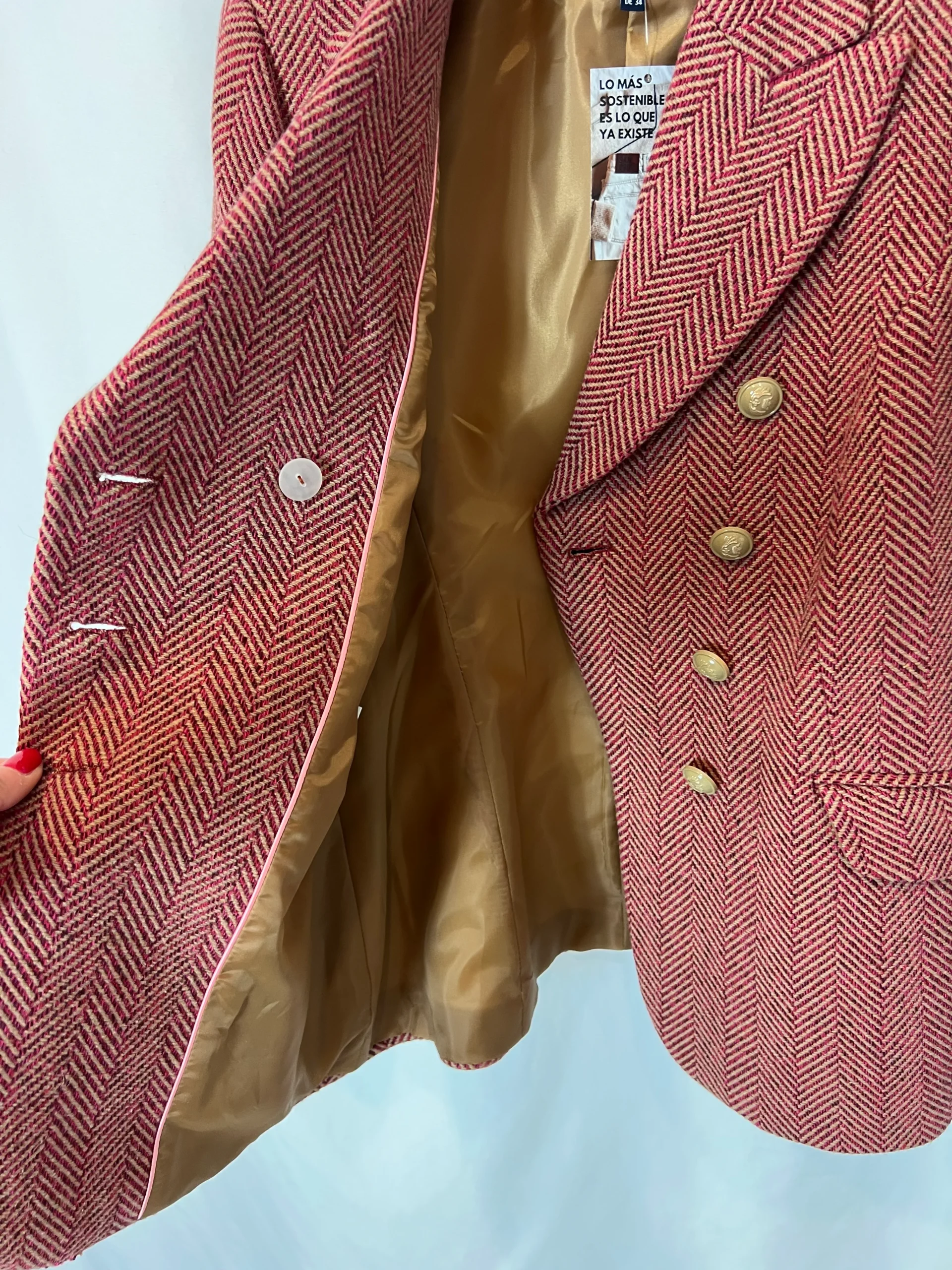 BARILOCHE. Blazer espiga roja y beige T.38 - Imagen 6