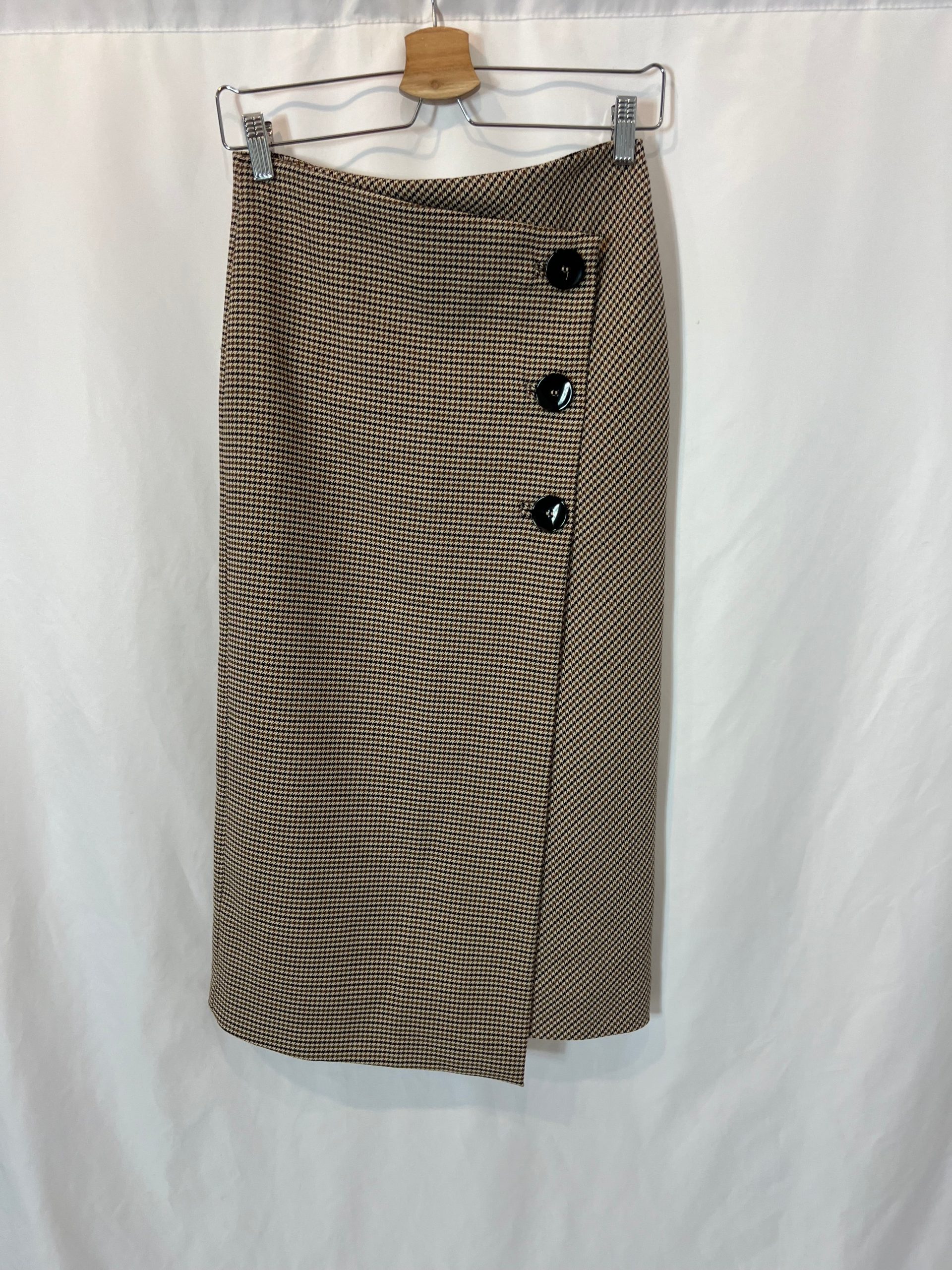 ZARA. Falda midi pata de gallo. T XS