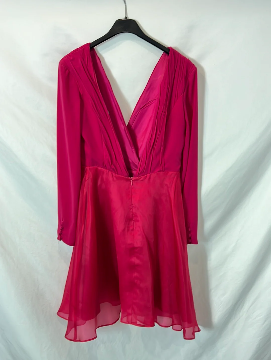 DAVID CHRISTIAN. Vestido corto rosa doble textura T.36 - Imagen 4