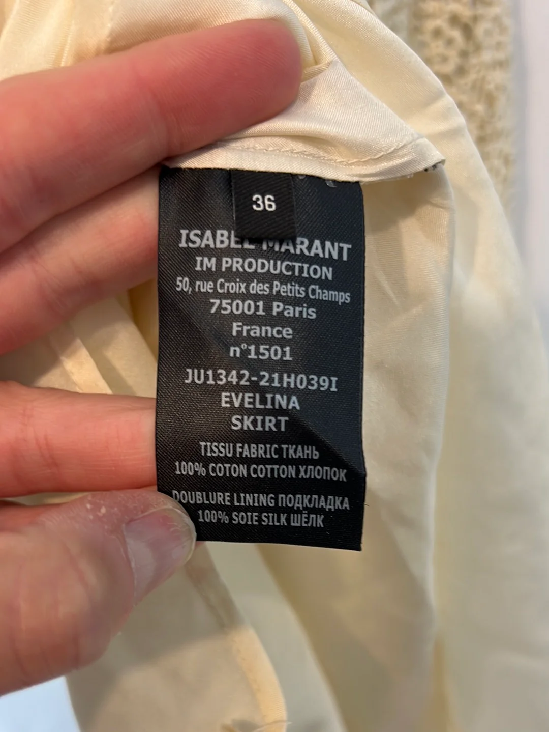 ISABEL MARANT. Falda midi beige troquelada. T 36 - Imagen 6