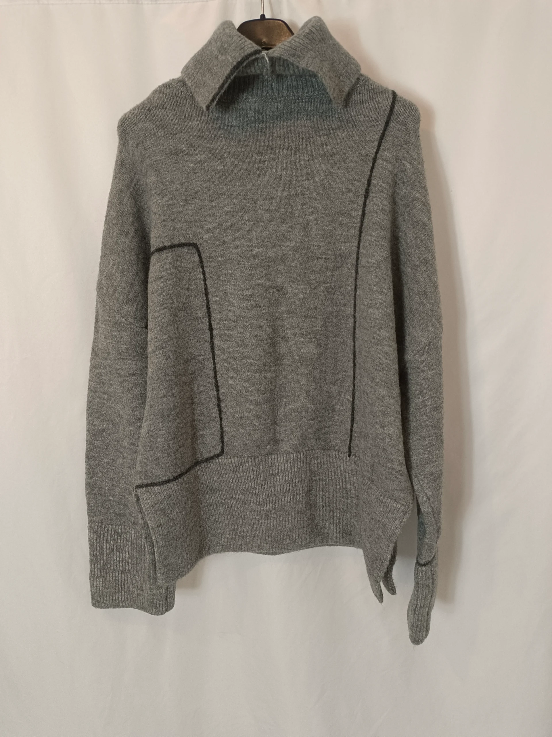 ZARA. Jersey gris costura T.m - Imagen 6