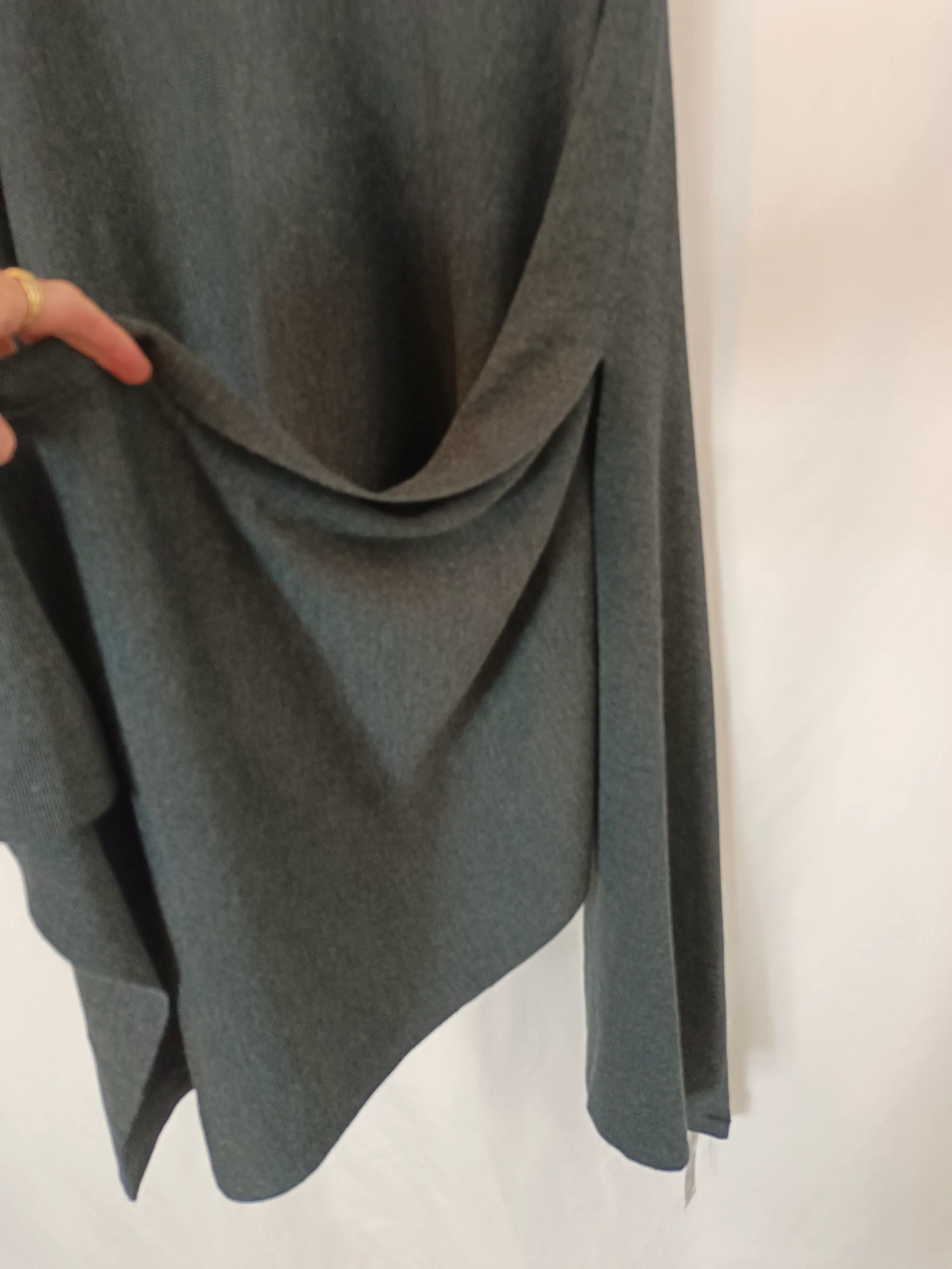 ZARA. Jersey/poncho gris cuello prekins T.m - Imagen 3