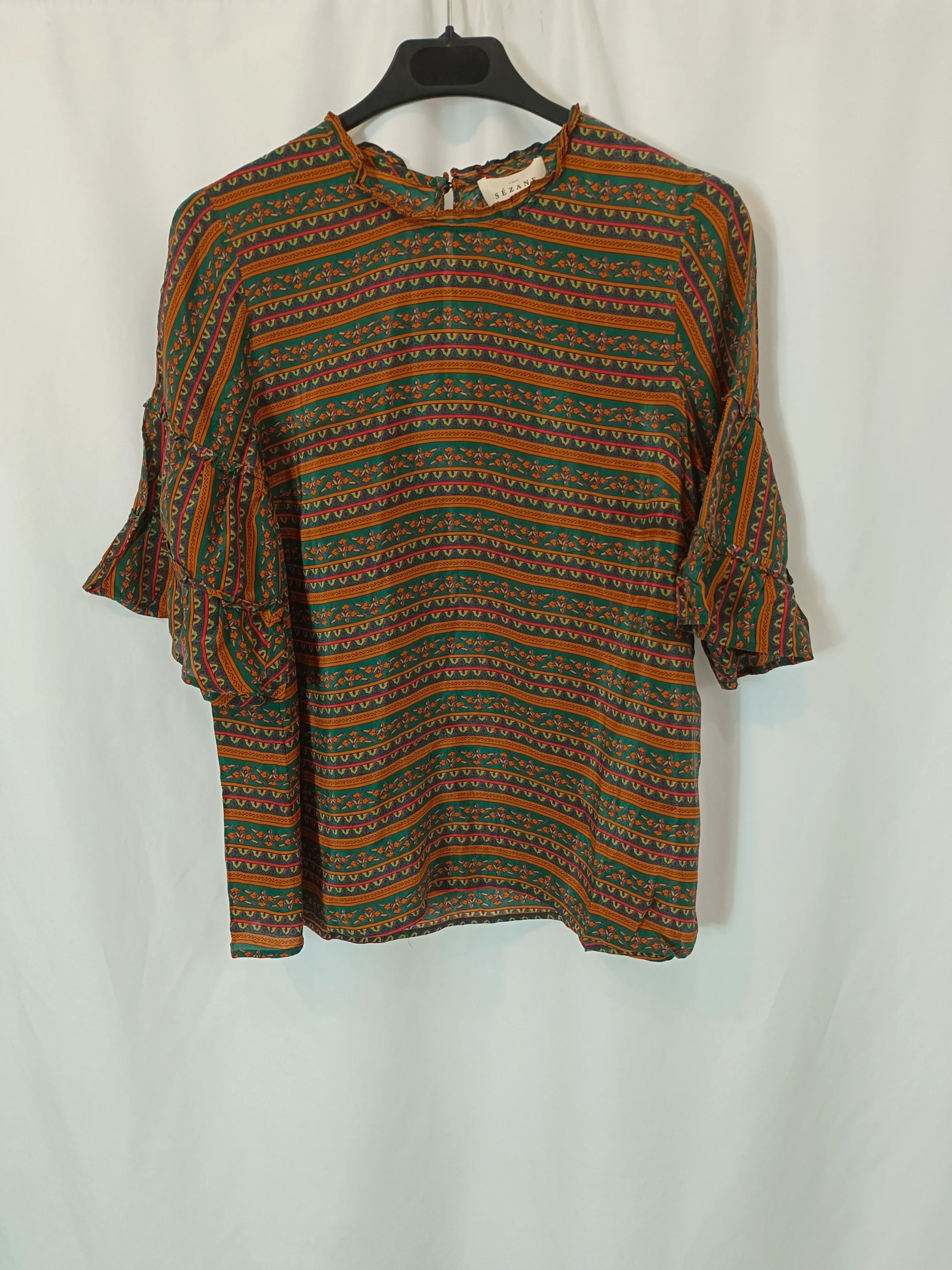 SEZANE. Blusa seda estampada T.36 - Imagen 2