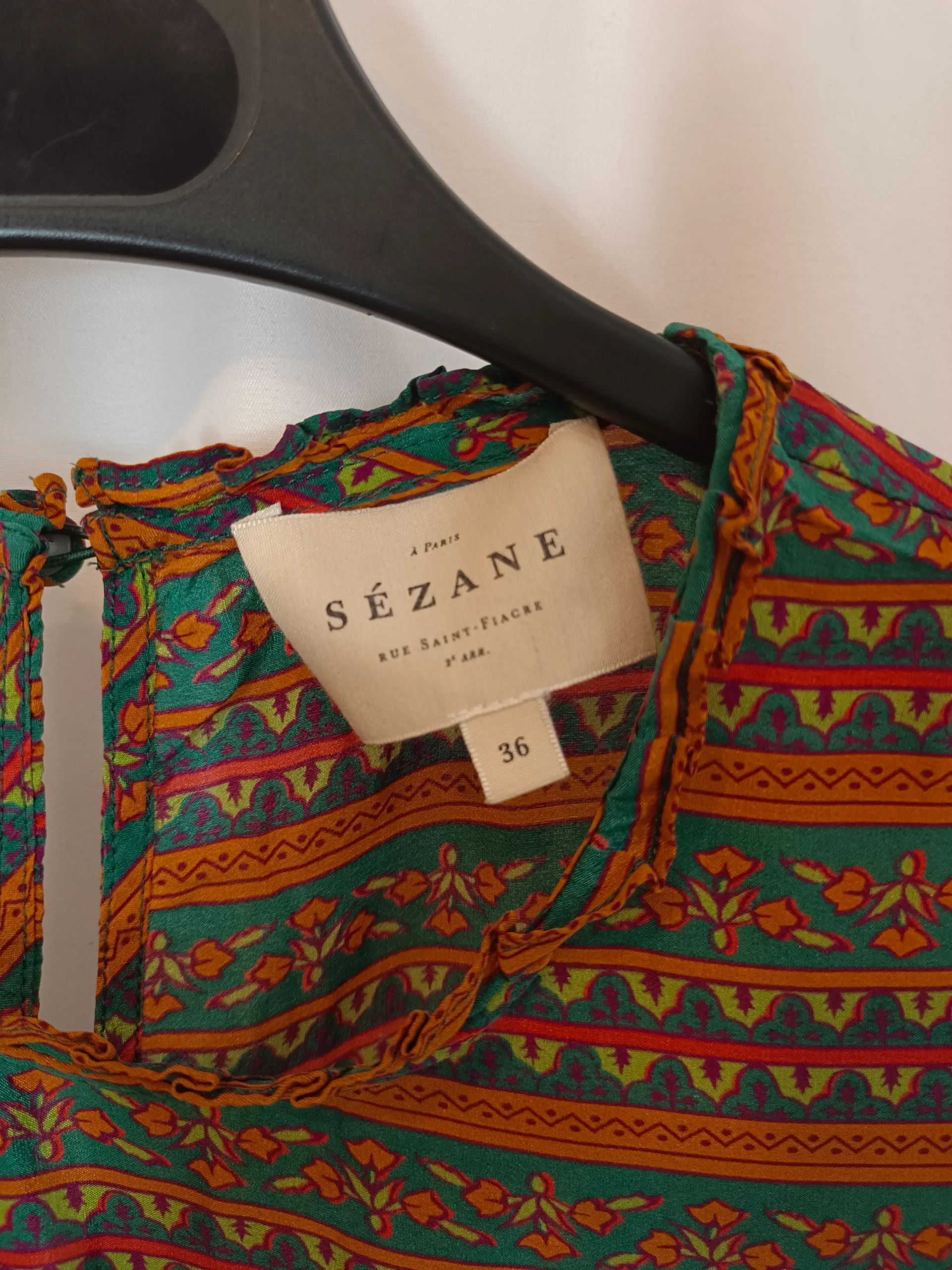 SEZANE. Blusa seda estampada T.36 - Imagen 5