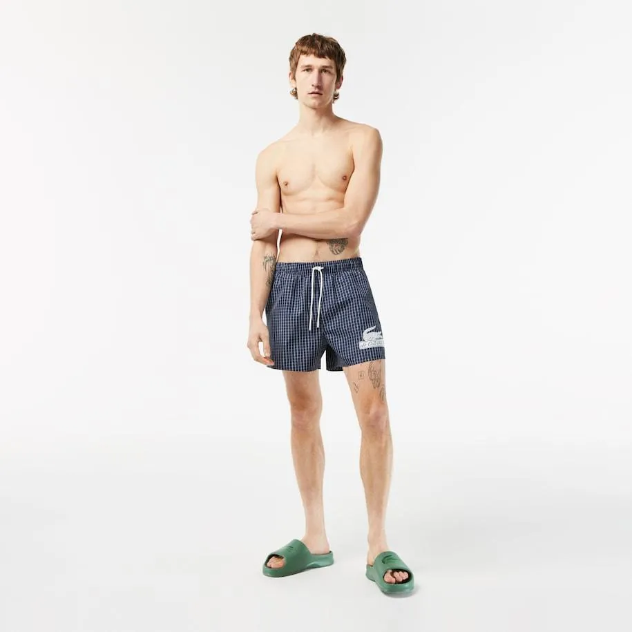 Bañador de hombre Lacoste en poliéster reciclado de cuadros - Imagen 3