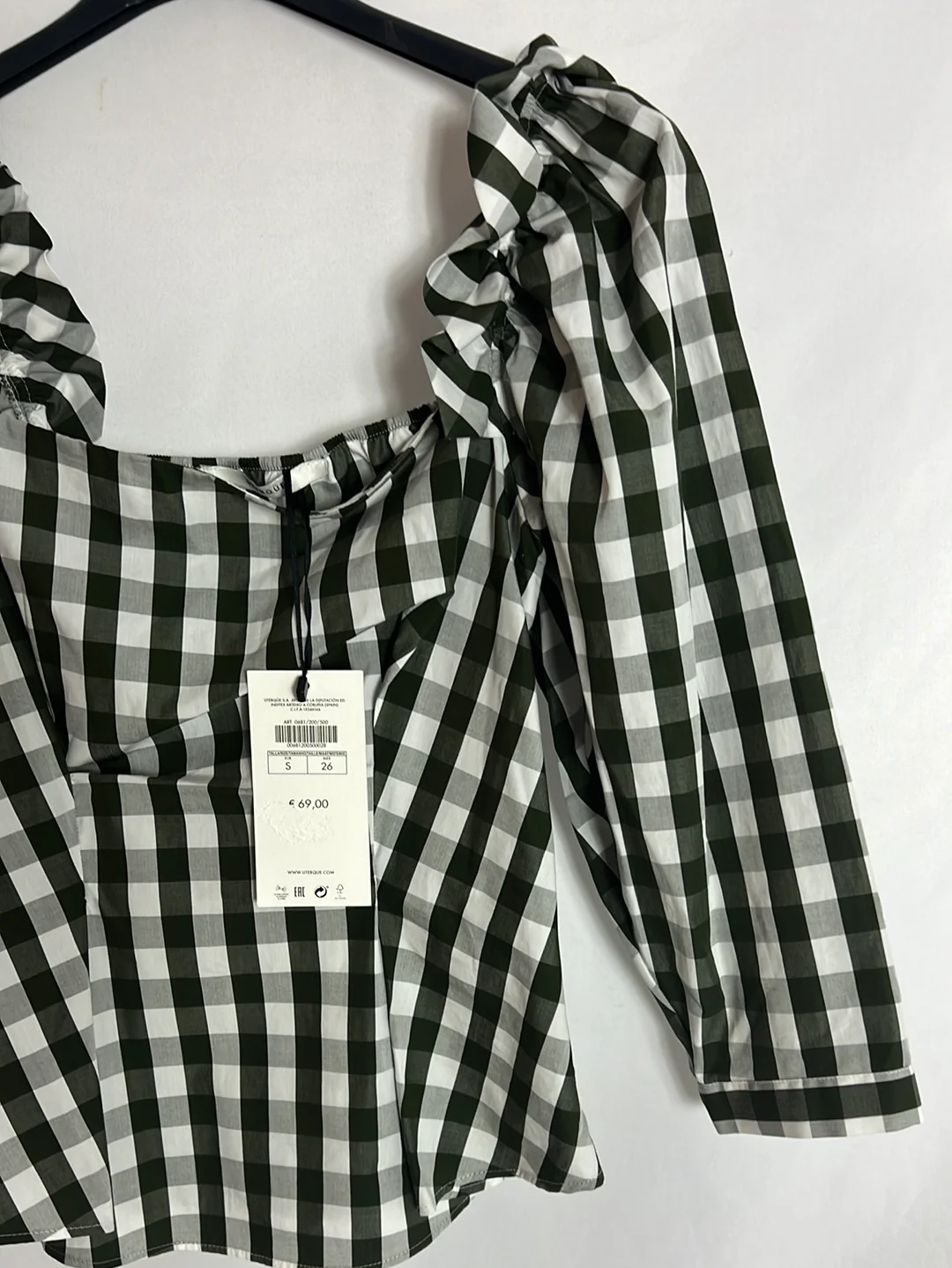 UTERQÜE. Blusa cuadros vichy detalle hombros. T S - Imagen 3