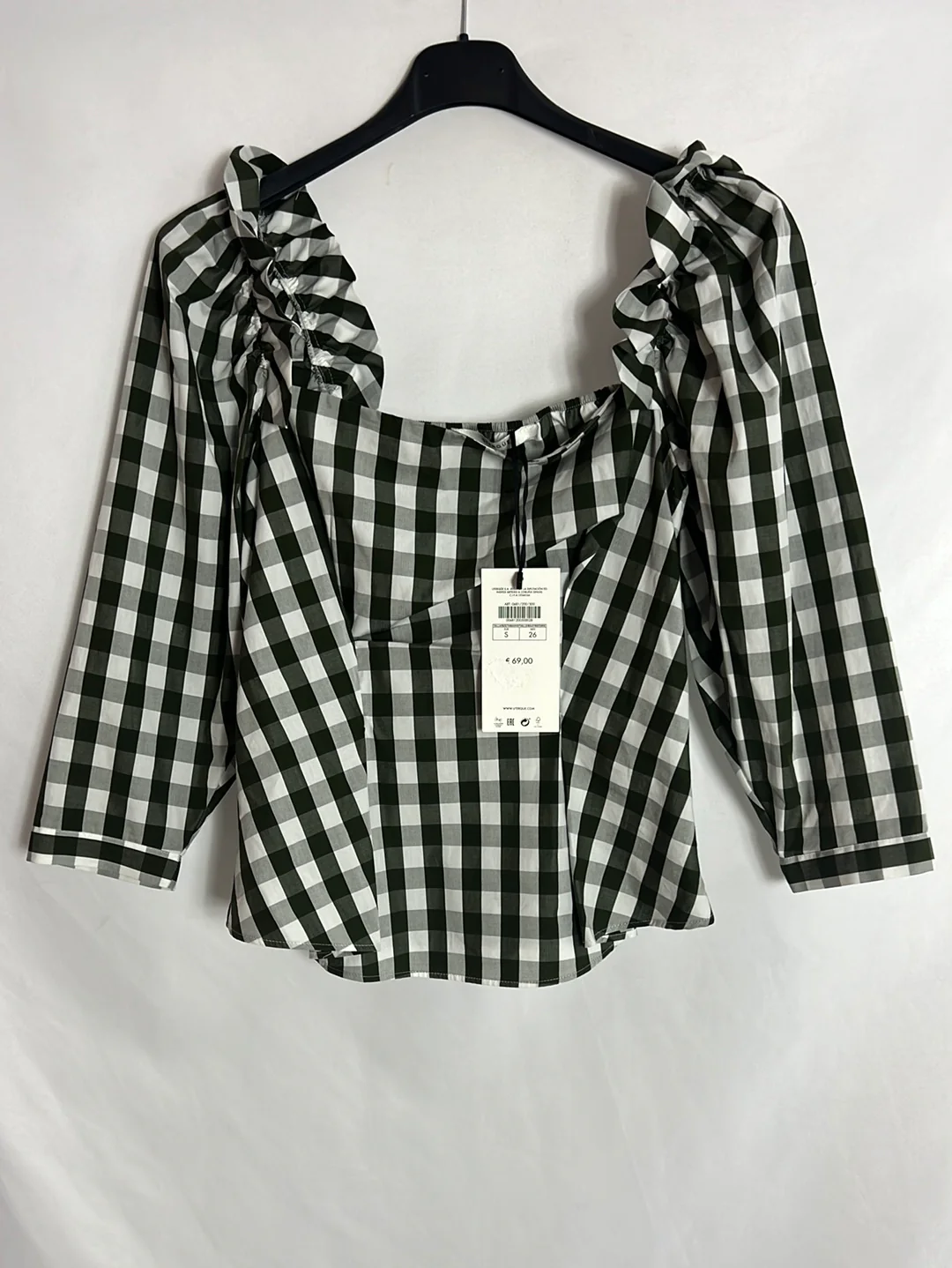 UTERQÜE. Blusa cuadros vichy detalle hombros. T S - Imagen 2