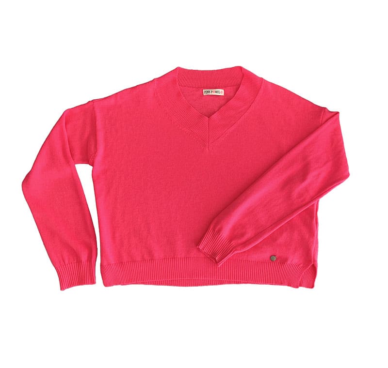 Jersey Cuello Pico Fucsia Flúor - Imagen 2