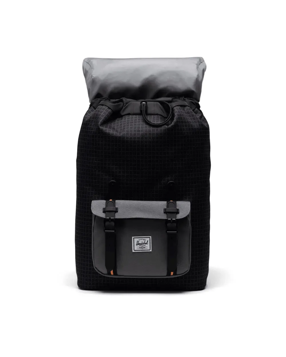 Mochila Herschel Little America Mid Volume Black Grid Gargoyle Sun Orange - Imagen 4