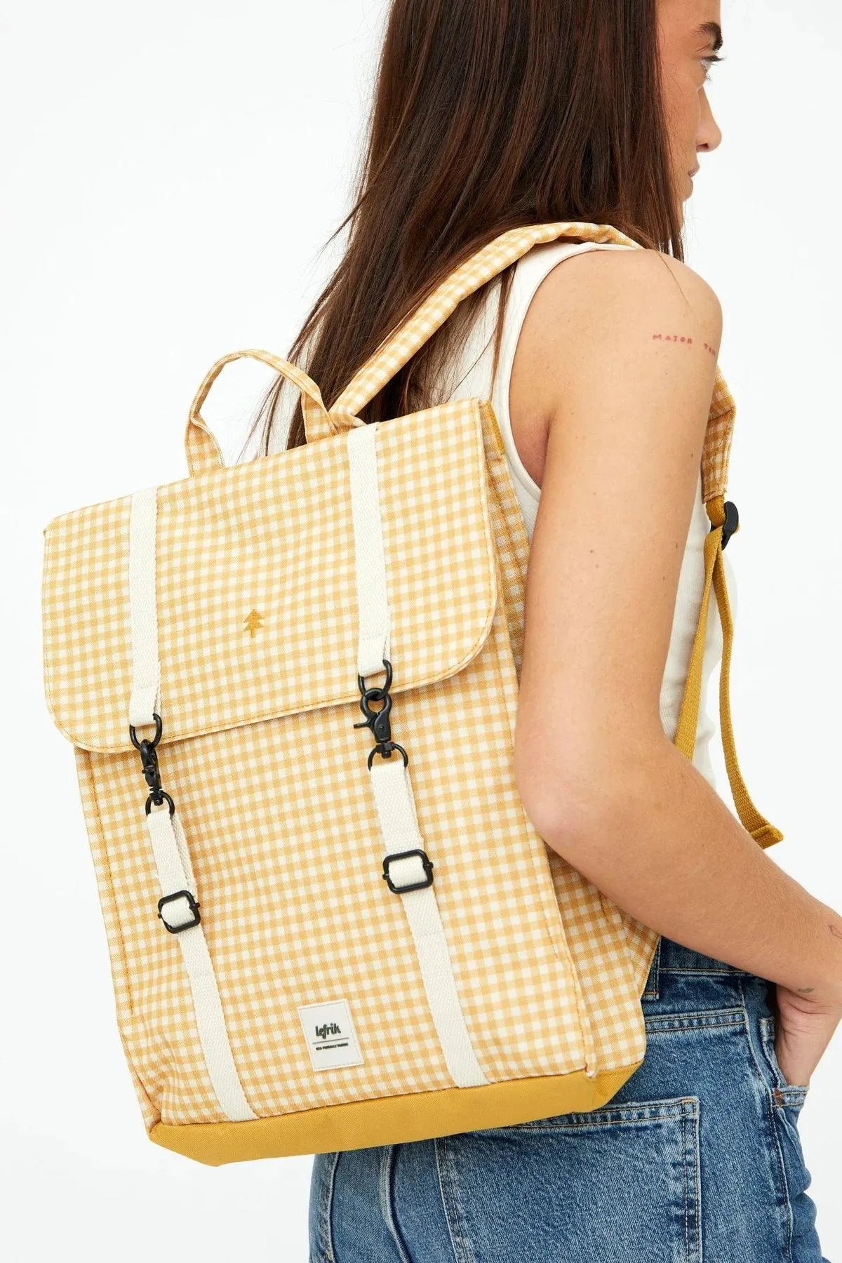 Mochila Lefrik Handy Vichy Mustard - Imagen 2