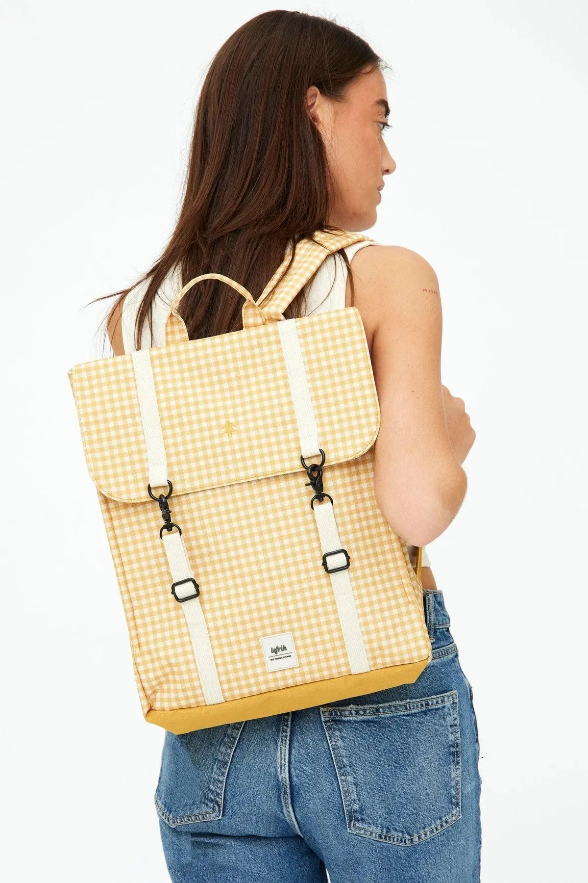 Mochila Lefrik Handy Vichy Mustard - Imagen 3