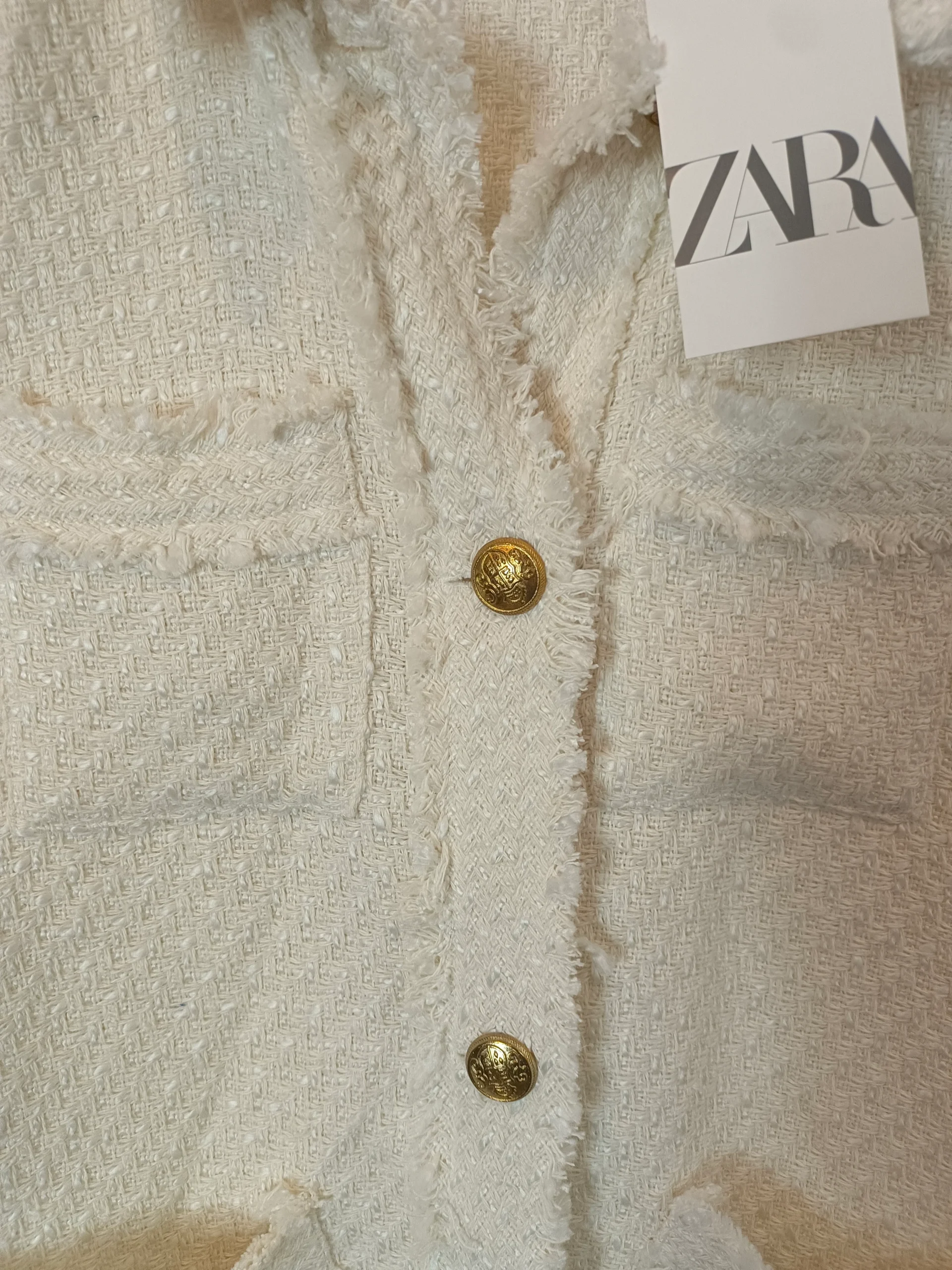 ZARA. Chaleco blanco tweed T.s - Imagen 4