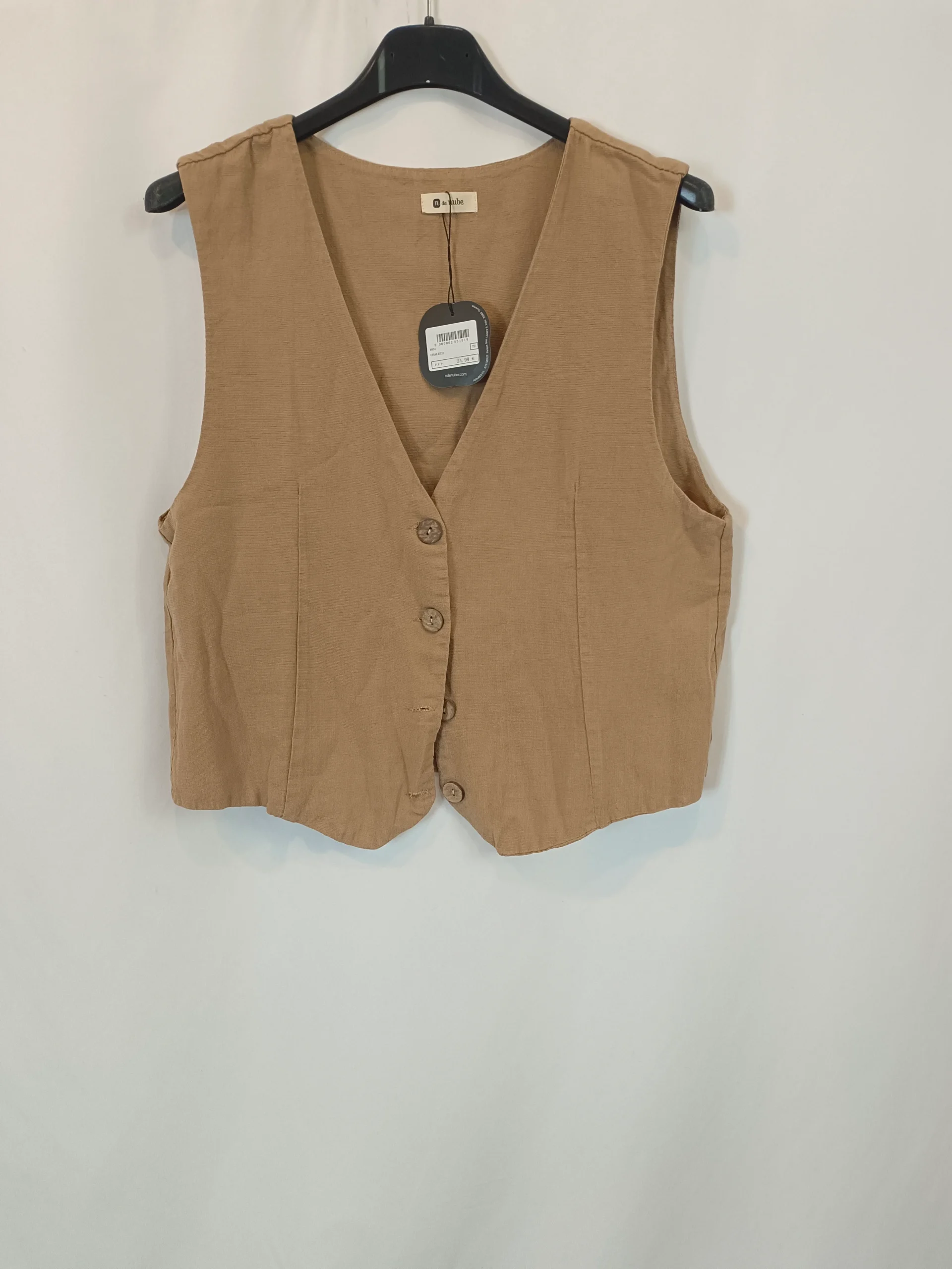 N DE NUBE. Chaleco beige botones T.u(s/m) - Imagen 2