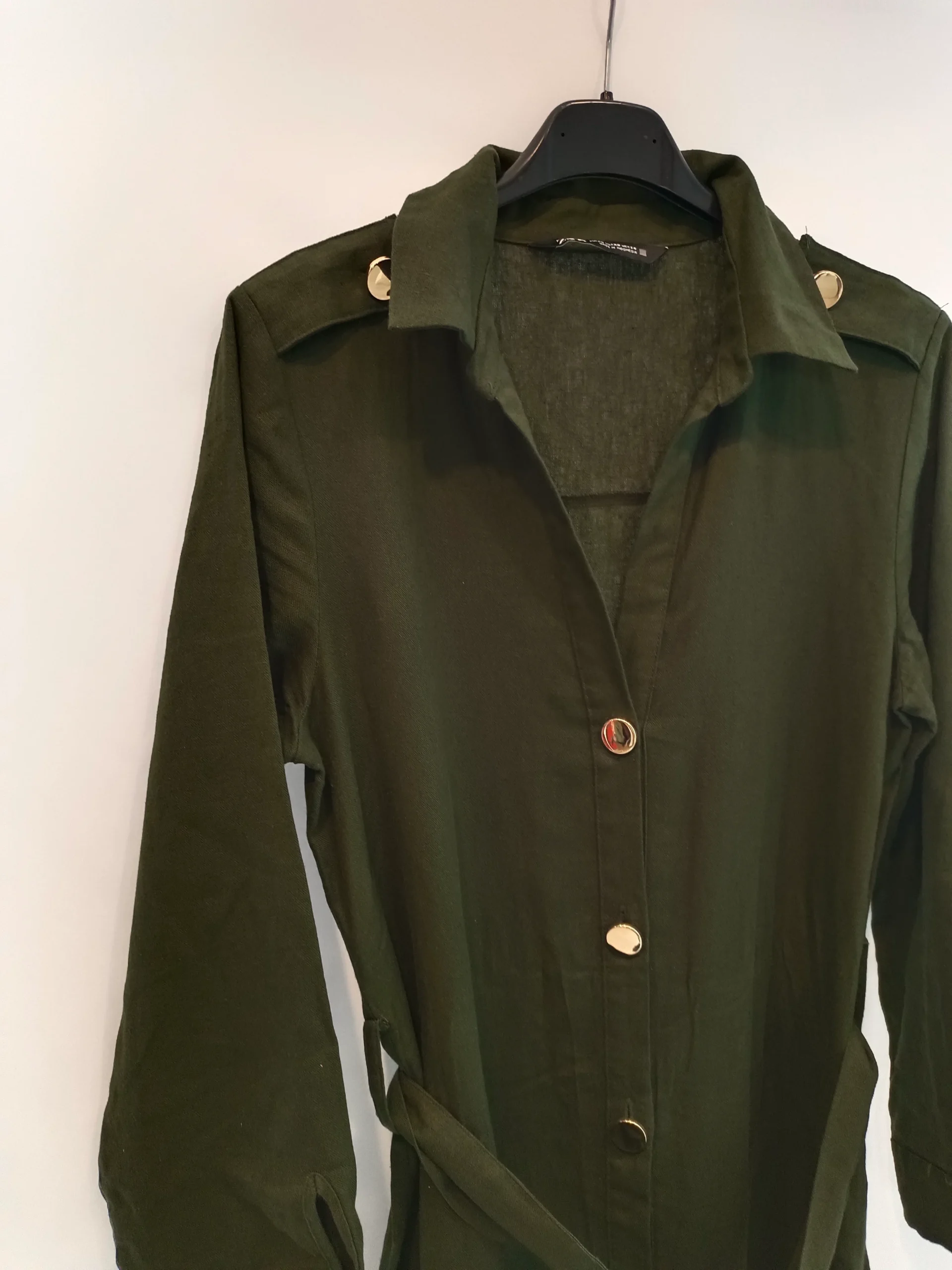 ZARA. Vestido largo verde botones T.xs - Imagen 3