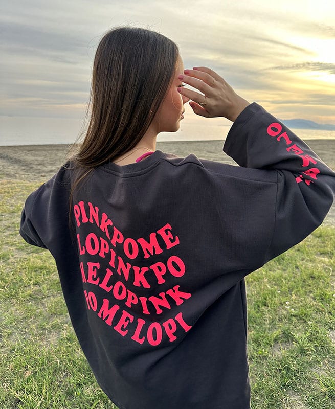 Sudadera Oversize Antracita Coral Flúor