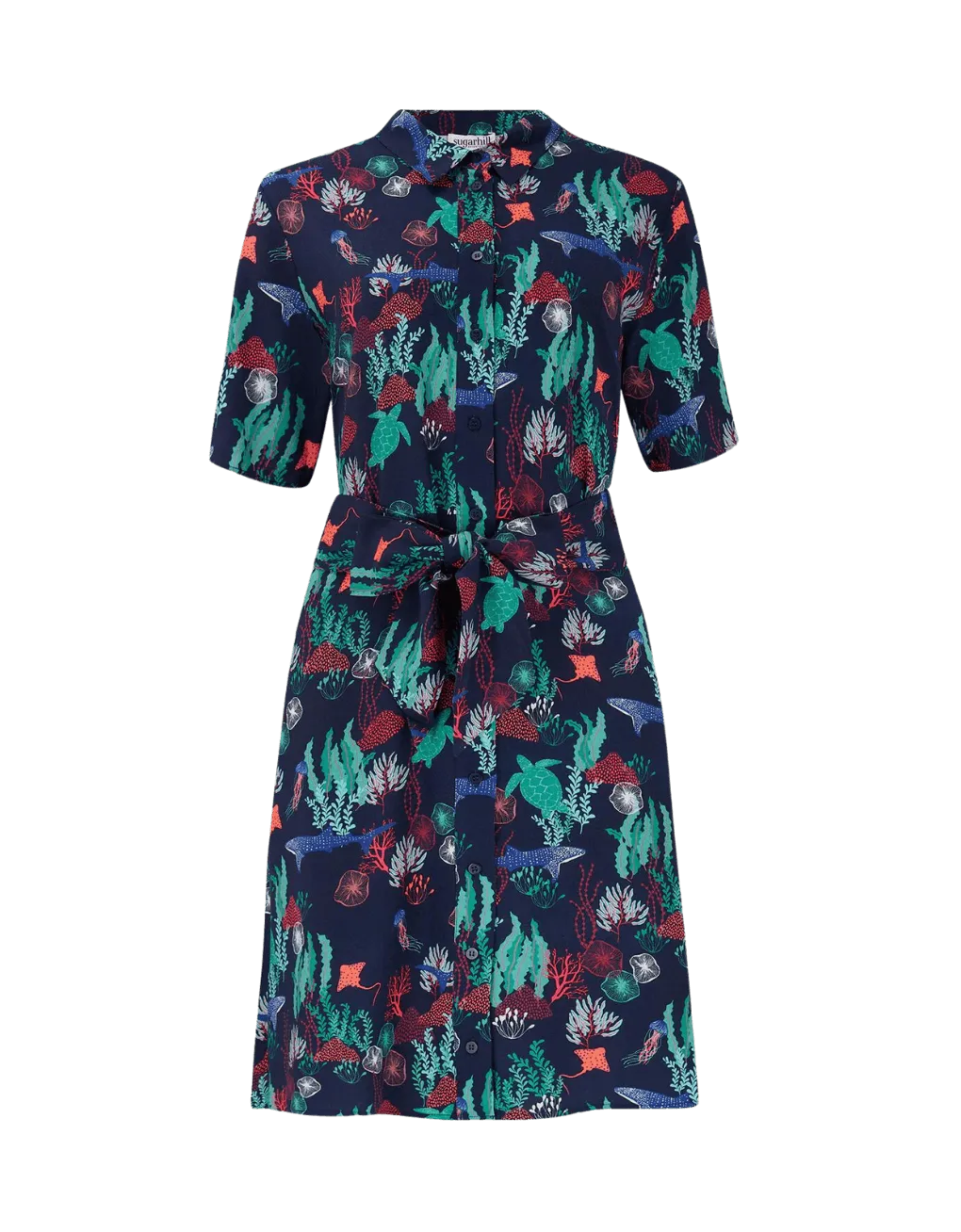 Vestido Camisero Sugarhill Dessie Navy Underwater Scene