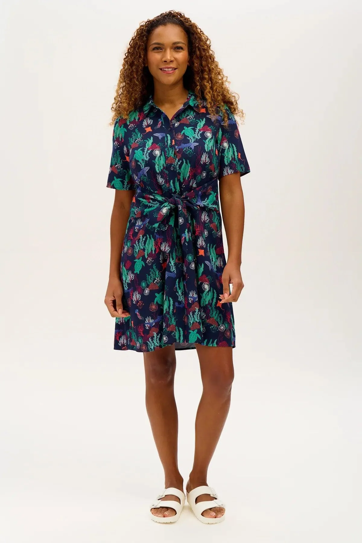 Vestido Camisero Sugarhill Dessie Navy Underwater Scene - Imagen 2